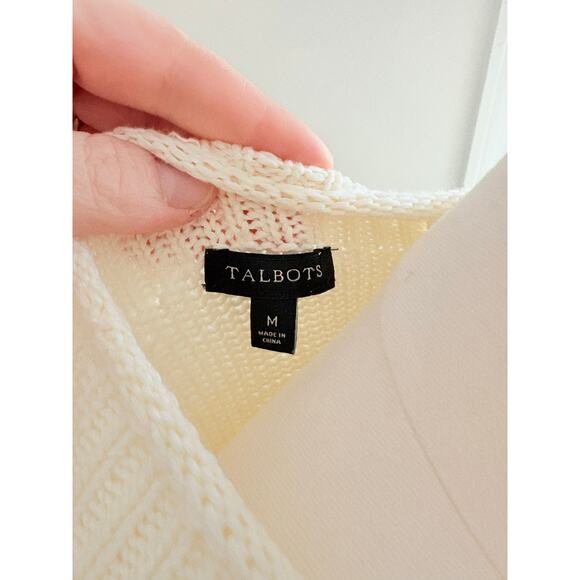 Talbots Embroidered Lobster Mock Neck Sweater Womens Medium Ivory Cream Preppy - Picture 8 of 8